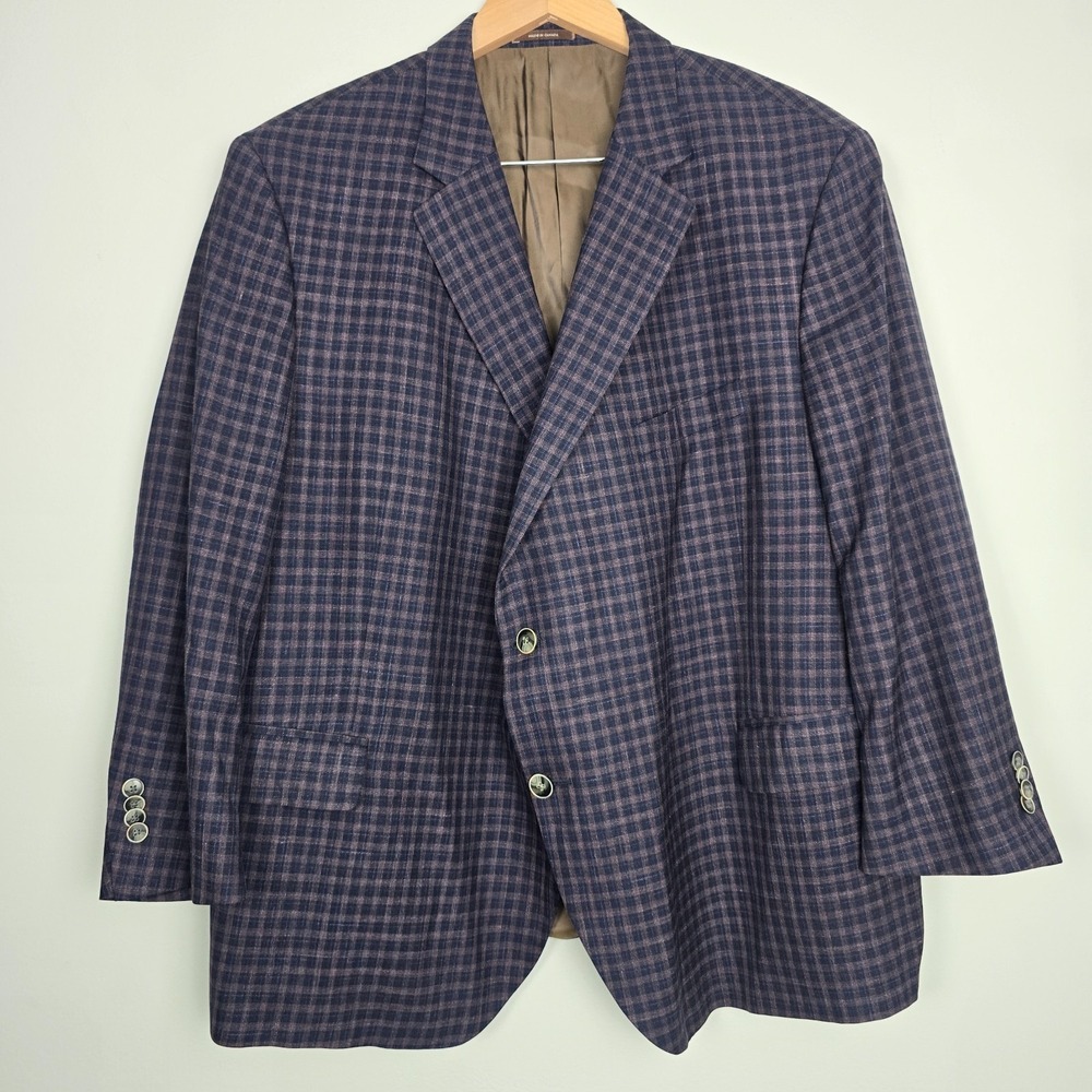 Peter Millar Navy and Burgundy Checked Sport Coat